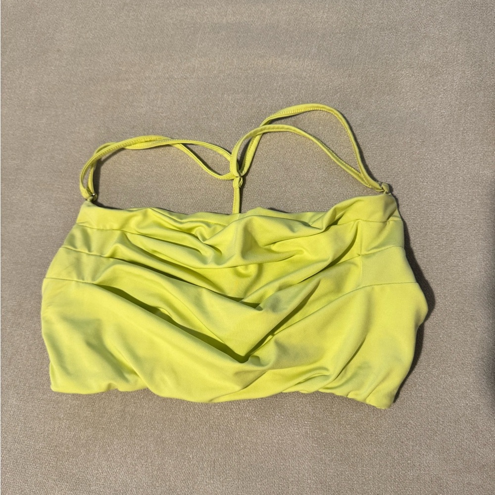 Lime Green Ruched Crop Top